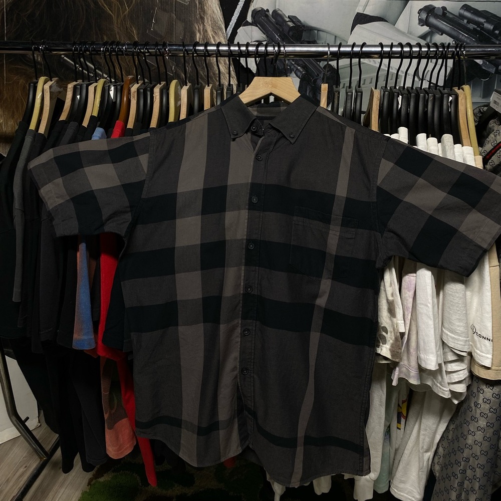 Burberry Check Grey Short Sleeve T-Shirt Size Small